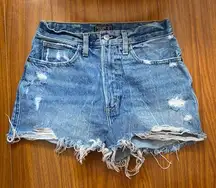 Abercrombie Distressed Denim High Rise Natural Rise Short