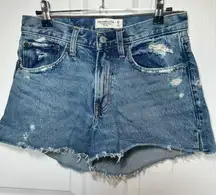 Abercrombie & Fitch The Boyfriend Short 27 / 4 Distressed Denim Blue Cutoff Jean