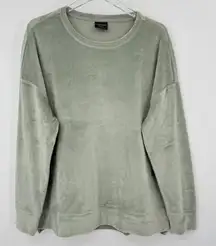 32 Degrees Heat Cool Women's Green Crew Neck Velvet Pullover Sweatshirt Size S