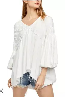 Free people flower power smocked boho top off-white S M