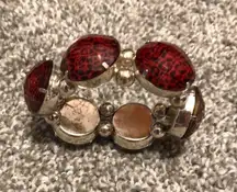 Red & Black Leopard Print Stretchy Bracelet