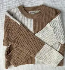 Jessica Simpson tan/cream color block sweater -Size Small (would fit up to L)