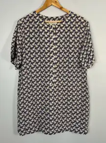 Paul & Joe Paris 100% silk blue tan white tunic dress size 1 / small