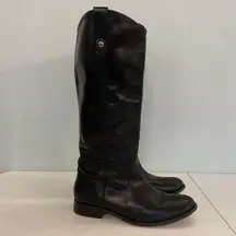 Frye Melissa Button Black Leather Knee High Boot Extended Calf size 9