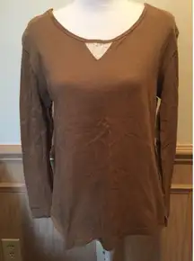 Women’s Mona B Top ~ Brown ~ Lace Back ~ Size Medium