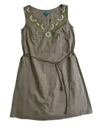 Calypso St. Barth Tan Beaded Shift sleeveless Dress  size XS