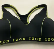 Bra IZOD Black Sports Bra with Yellow Accents-great shape!
