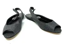 Calvin Klein  Sze 10 Flats Gray Peep Toe Adjustable Back Strap Formal Business