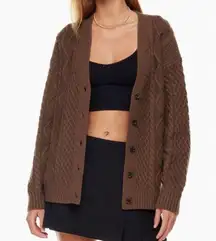 Aritzia Sunday Best  Lamora Chunky Knit Cardigan in Cognac Size 2XS