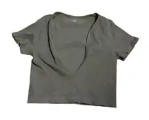 Urban outfitters out‎ from under Gray deep V-Neck Short Sleeve Top