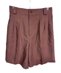 Vintage Briggs Pleated High Rise Shorts Brown Trousers Pockets Boho‎ Women's 12