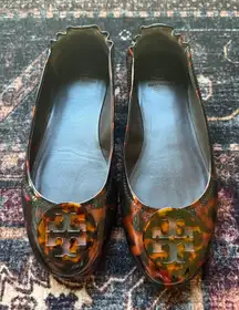 Tory Burch Minnie travel ballet flats tortoise brown slip on shoes round toe