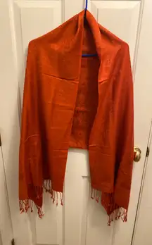 Vintage Pashmina Women's One Size Silk Blend Orange Scarves Wrap