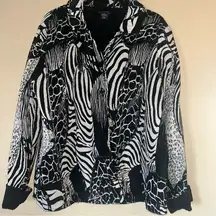 Notations Animal Print Reversible LS Women’s Button Down Jacket Blazer Sz XL