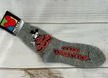 Disney NWT Vintage Unlimited Mickey Mouse  Halloween Pumpkin Gray Socks Size 9-11