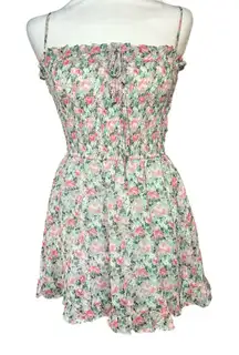 TRIXXI Junior's Romper Flare Floral Lined Size S light green w/ Pink Flowers