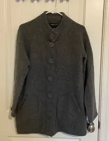 EUC Jones New York Signature women’s gray button wool high neck coat‎ medium
