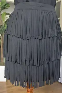GUESS Los Angeles Black Tiered Fringe Mini Skirt XS Layered Party Clubwear
