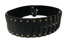 Bebe black faux vegan leather studded stretch snap closure belt M/L NEW