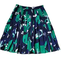 Ann Taylor Blue & Green Pleated Side Zip Skirt Women's Petite Size 2 | 50-15