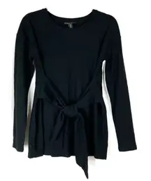 A Pea In The Pod | Maternity Black Tie Front Long Sleeve Top NWT Womens Small