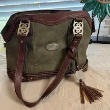 b.o.c. Marsdon Women's Green & Brown Shoulder Bag with Tassel Detail