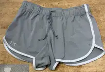 Under Armour Women’s‎ Size M Gray/White Heat Gear Poly Tech Shorts