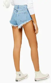 Kiri Moto Light Wash Denim Shorts