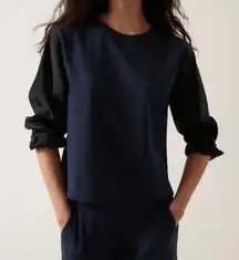 ATHLETA Top Size Small Harlow Hybrid Navy Black Athleisure Casual Work Office
