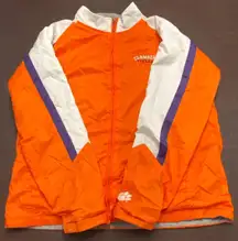 Clemson Tigers Full Zip Jacket Women's XL Orange White Purple Lined Windbreaker
