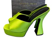 Size 9 NIB Azalea Wang Satin Green Heels Shoes