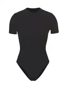 SKIMS FITS EVERYBODY T-SHIRT BODYSUIT, BLACK, Size Small, $64