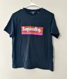 Superdry Womens T-Shirt Crew Neck Short‎ Sleeve Graphic Tee Black Size US 8