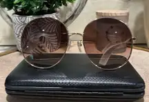 SALVATORE FERRAGAMO gold brown round sunglasses 🦋