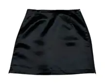 Vintage Contempo Casuals Black Satin Mini Skirt Side Zippers Size Large