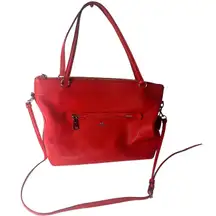 Coach Tyler Tote Pebble Leather Bag in Cherry Red (F54687)