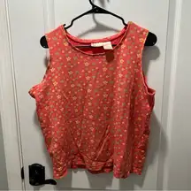 Vintage Orange Floral Print Tank Top Size XL Bobbie Brooks