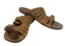 Chacos Chaco Womens Dark Earth Brown Leather Slides Buckle Sandals Size 12 Shoes