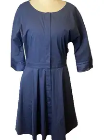 Antonelli Firenze Pleated‎ Midi Dress – Navy Cotton Blend Italy Size 48 (12/14)