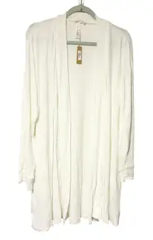 Skims White Ribbed Knit Mid Length Bath House Robe Size Medium NEW