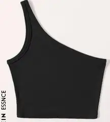 SHEIN One Shoulder Rib Knit Crop Top Black