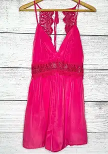 NWT Love Tree Hot Pink Lace Sleeveless Dressy Romper Size Medium Mini Shorts