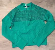 DSG Momentum Seamless 1/4 Zip Melted Emerald Fair Isle Arhletoc Top Size XL