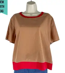 Walter Baker Leilani Short Sleeve Boxy Top Camel Red Size S