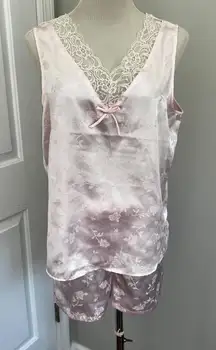 VINTAGE PINK LACE‎ TRIM PAJAMA SET
