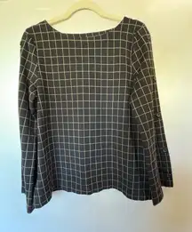J Jill black gold checkered top 