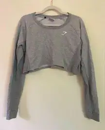 Gymshark Long Sleeve Gray Cropped Sweatshirt Size Large Top Crop