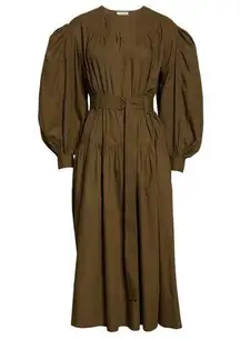 NWoT Ulla Johnson Joyce in Beech Belted Cotton Poplin Midi Dress 6 $475