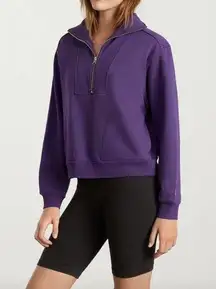 Everlane Track Half-Zip Oversized Sweatshirt Purple Loungewear Athleisure