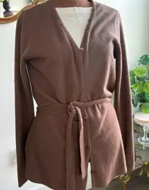 Carol Rose Women's Brown Belted Cardigan Sweater‎ Size M Long Sleeve Casual